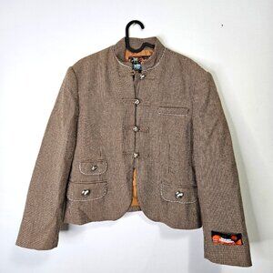 MUKZIN Oversize Tang Jacket Sz L Streatwear Mandarin Brown